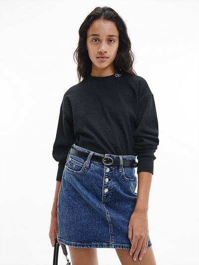 Calvin Klein Ruhák HU262473 | Calvin Klein Stretch Rib Női Pulóver Fekete